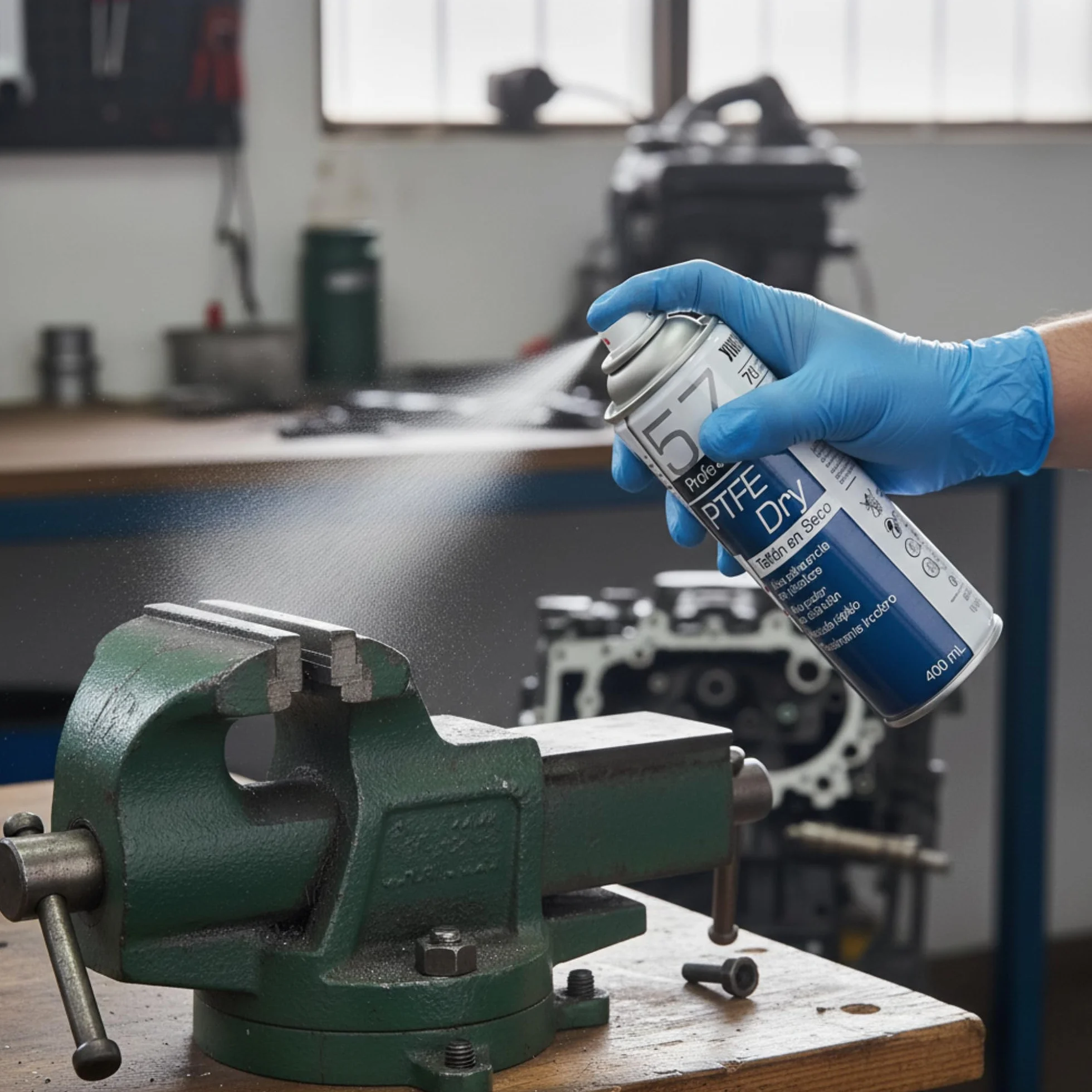 Lubricante de Teflón Seco PTFE Spray Multiusos 400 ml – No Mancha ni Atrae Polvo, Secado Rápido, Antiadherente – Cadena Bici, Cerraduras, Bisagras, Cremalleras, Impresora 3D – Globaltec Professional