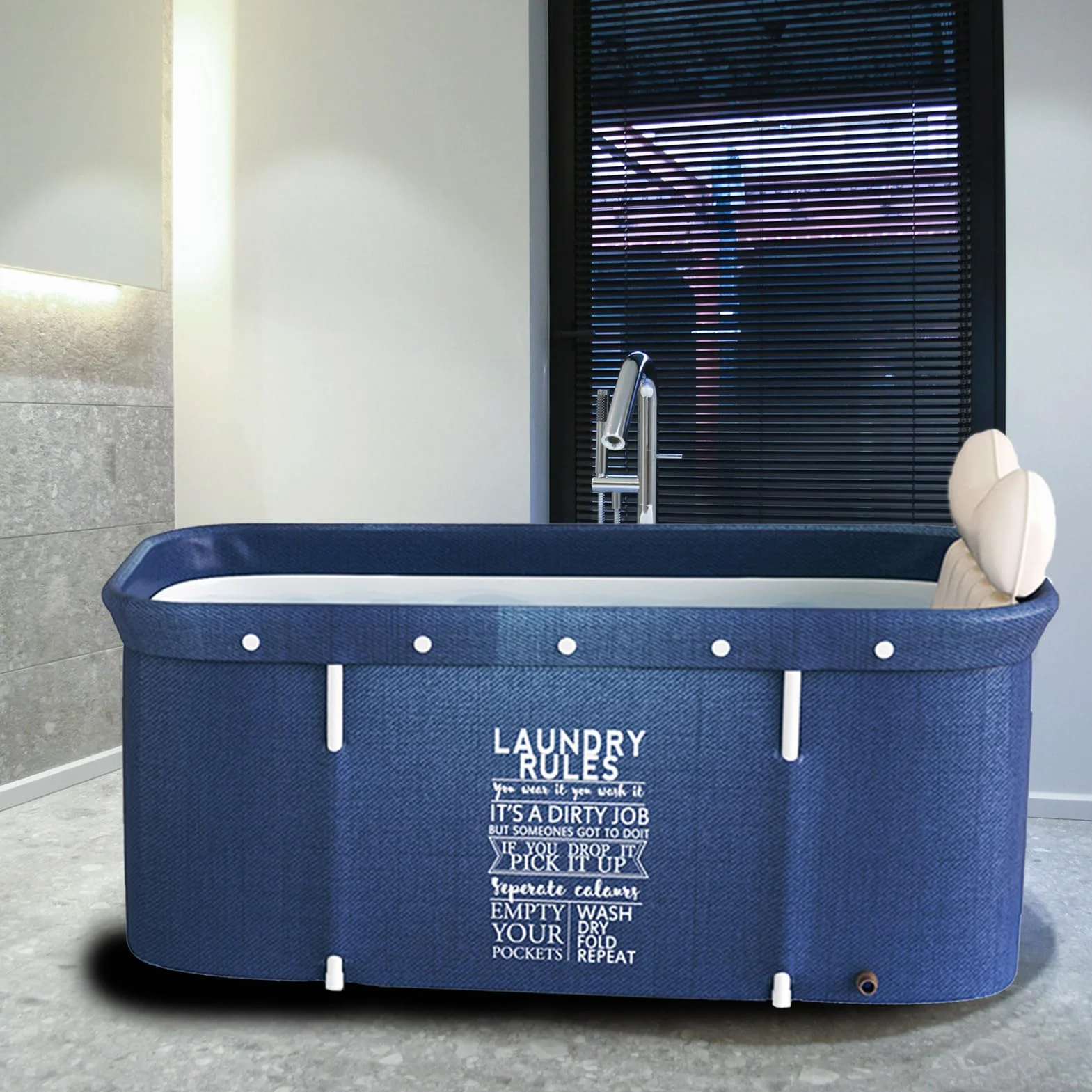 Bañera plegable Bañera de pie empapada Bañera portátil Bañera móvil Bañera plegable Barril Baño Spa Bañera, 120 x 50 cm para interior y exterior (Estilo 2)