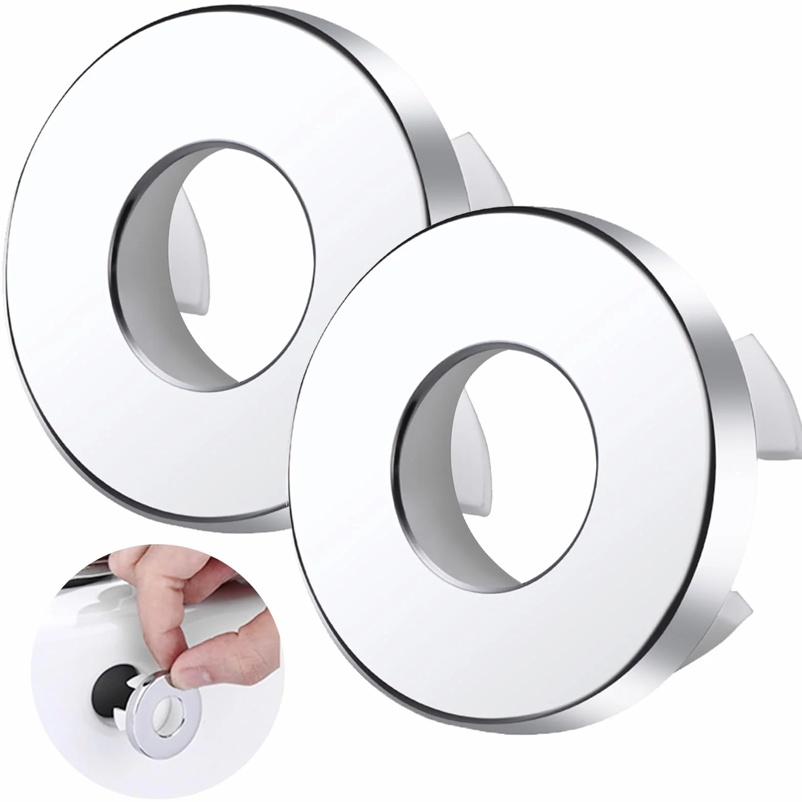 2 Piezas Tapon Lavabo Embellecedor Agujero Anillo Desbordamiento Ø22-24 mm Plata Cobre