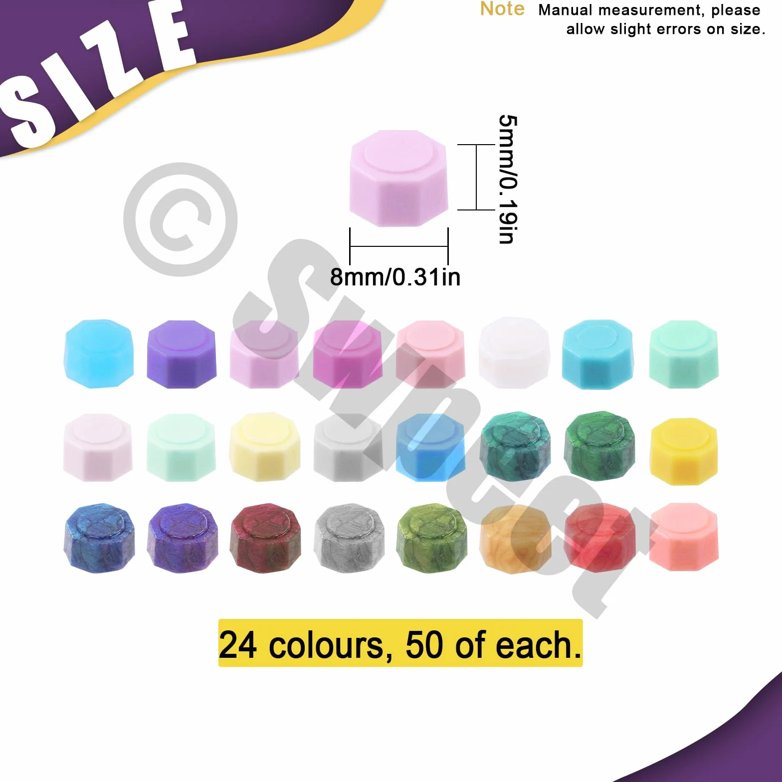 Swpeet 1200 juegos cuentas cera selladas 24 colores 8 mm octogonales para sellos cera tarjetas invitaciones bodas