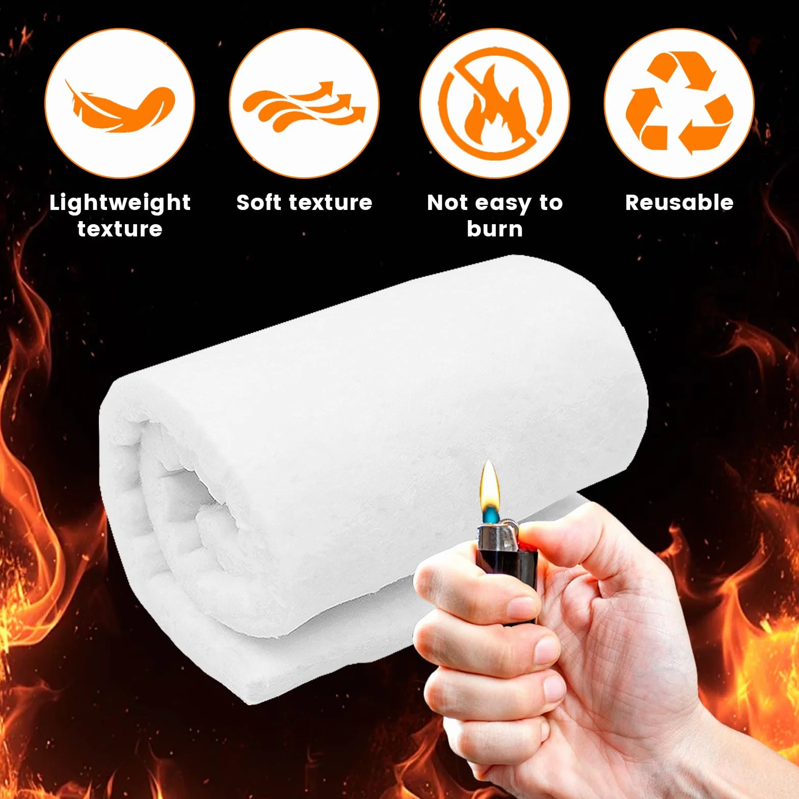Lana de Cerámica para Bioetanol, 6 Piezas Fibra Cerámica Recortable para Chimeneas, Esponja para Quemador de Etanol/Gel, 30x10x1.3cm (12"x4"x0.5") Blanco