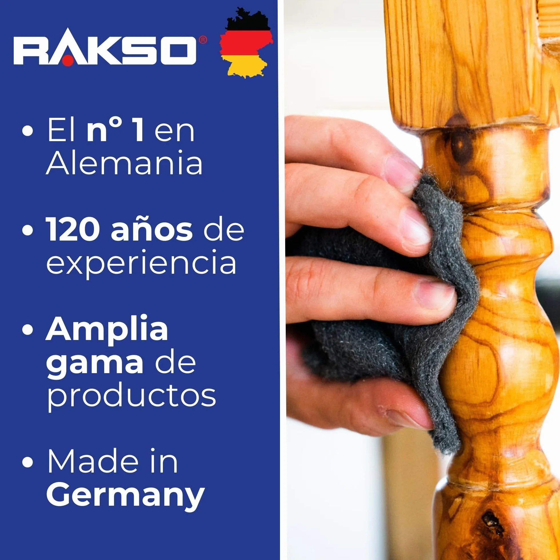 RAKSO Lana de acero extrafina 0000 - Ideal para abrillantar, pulir y limpiar superficies - Accesorios para amoladora