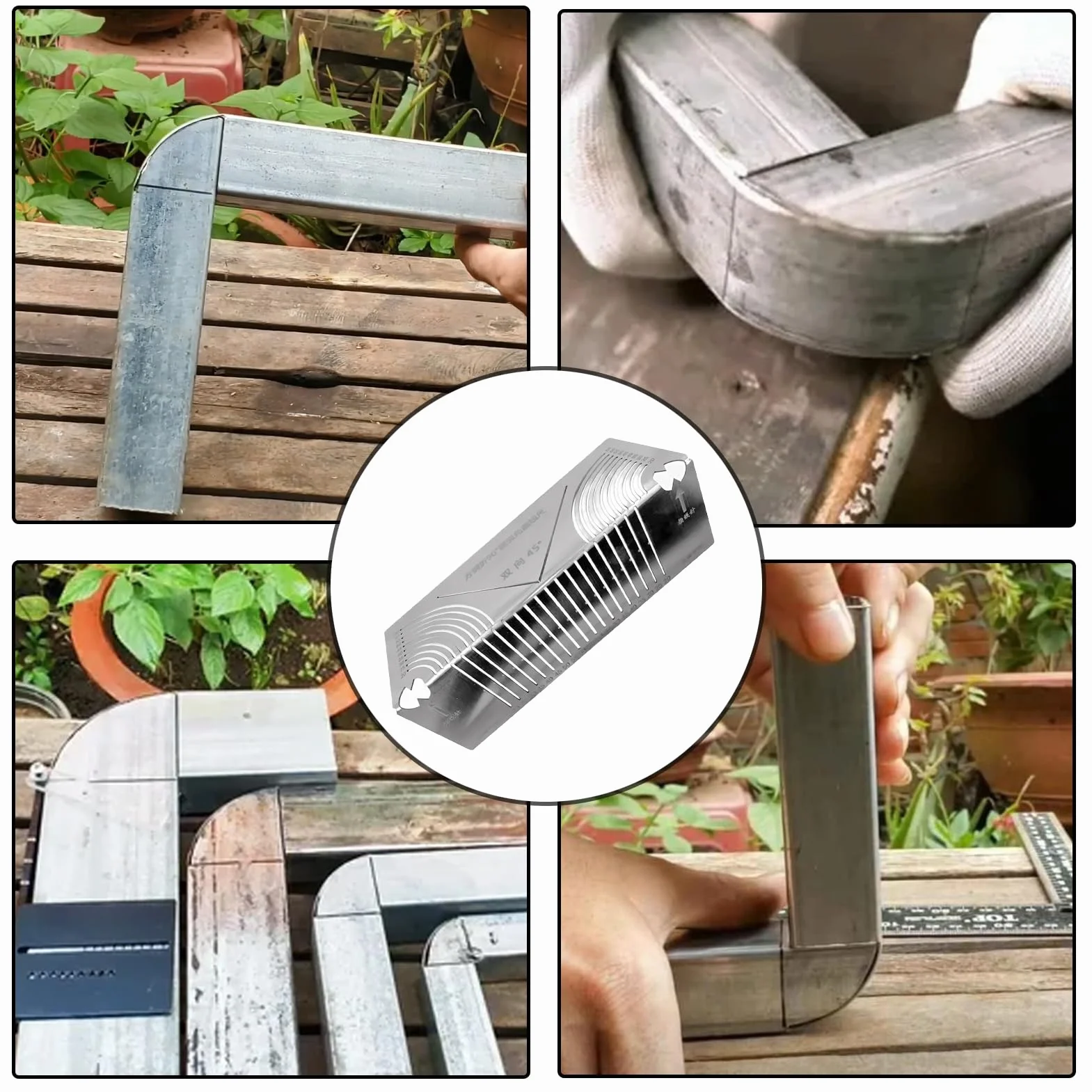 Regla Para Marcado De Ángulos Y,Marcador De Cuadrados Con Punta De Metal - Guía de Corte de Tuberías para Dibujo de Líneas Paralelas Precisas en Soldadura Carpintería | Plantilla Para Doblar