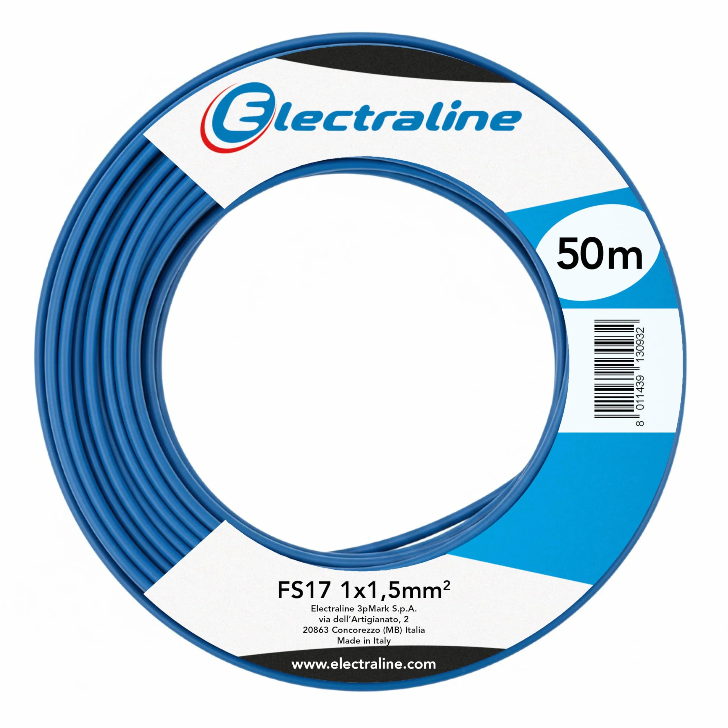 Electraline 13093 Cable unipolar FS17, sección 1 x 1,5 mm², azul, 50 m