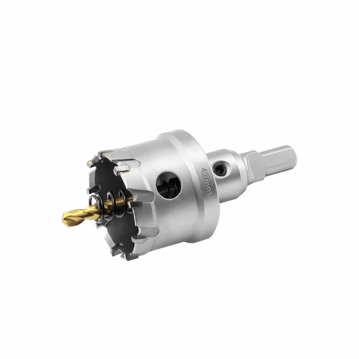 42mm Broca Cortadora de Agujeros de Metal, Cortador Orificio con Punta de T.C.T Carburo de Tungsteno para Chapa de Acero Inoxidable, Metal, Aleación, Hierro, Madera