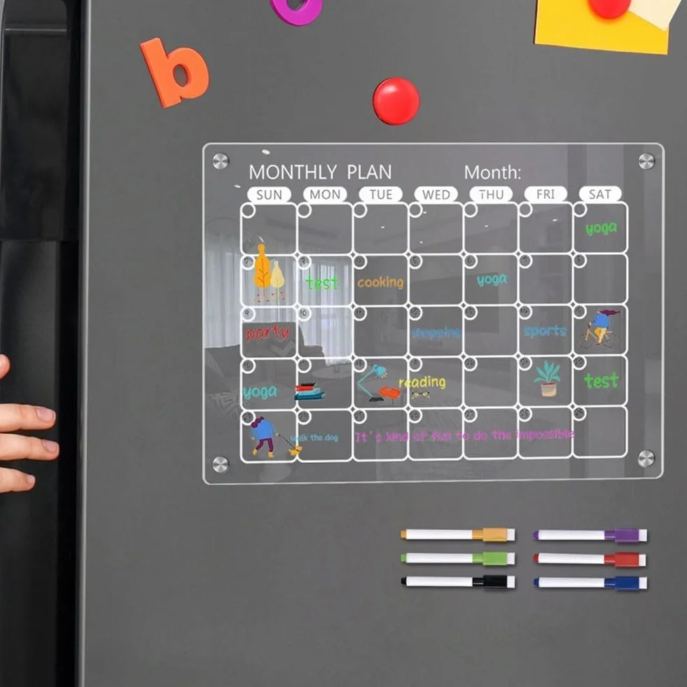 Tablero planificador acrílico con imanes fuertes para organización cocina oficina