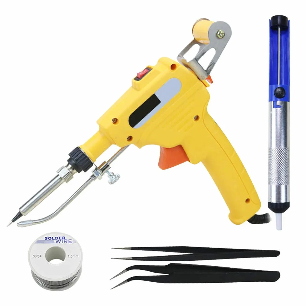 DIYARTS Kit De Soldador Pistola De Soldadura Herramienta De Reparación Automática De Soldadura De Hierro De Mano con Calefacción Interna (Yellow)
