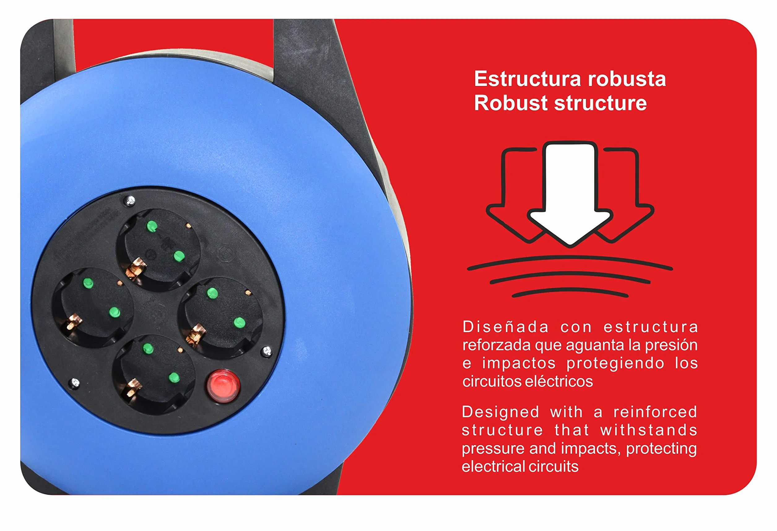 Silver Electronics - Enrollacables multienchufe 4 tomas 15m