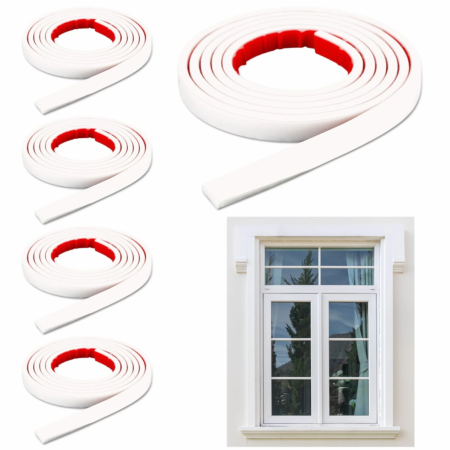 Kit de 5 Rejillas para Ventanas, 10 m en Total Inserciones Autoadhesivas para Rejillas de Ventanas Moldura para Paredes Moldura Decorativa para Marcos de Ventanas