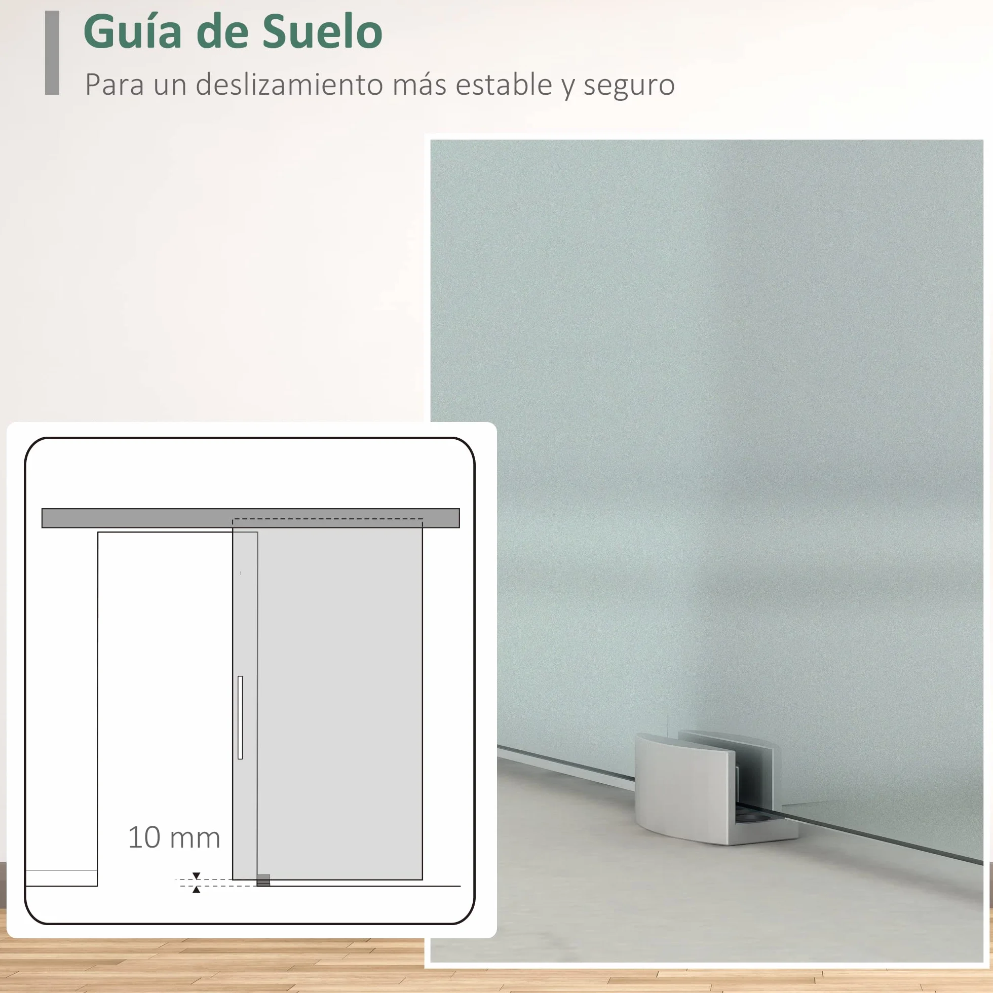 HOMCOM Puerta Corredera 90x205 cm Puerta Corrediza de Cristal con Riel Silenciosa para Sala de Estar Comedor Translúcido