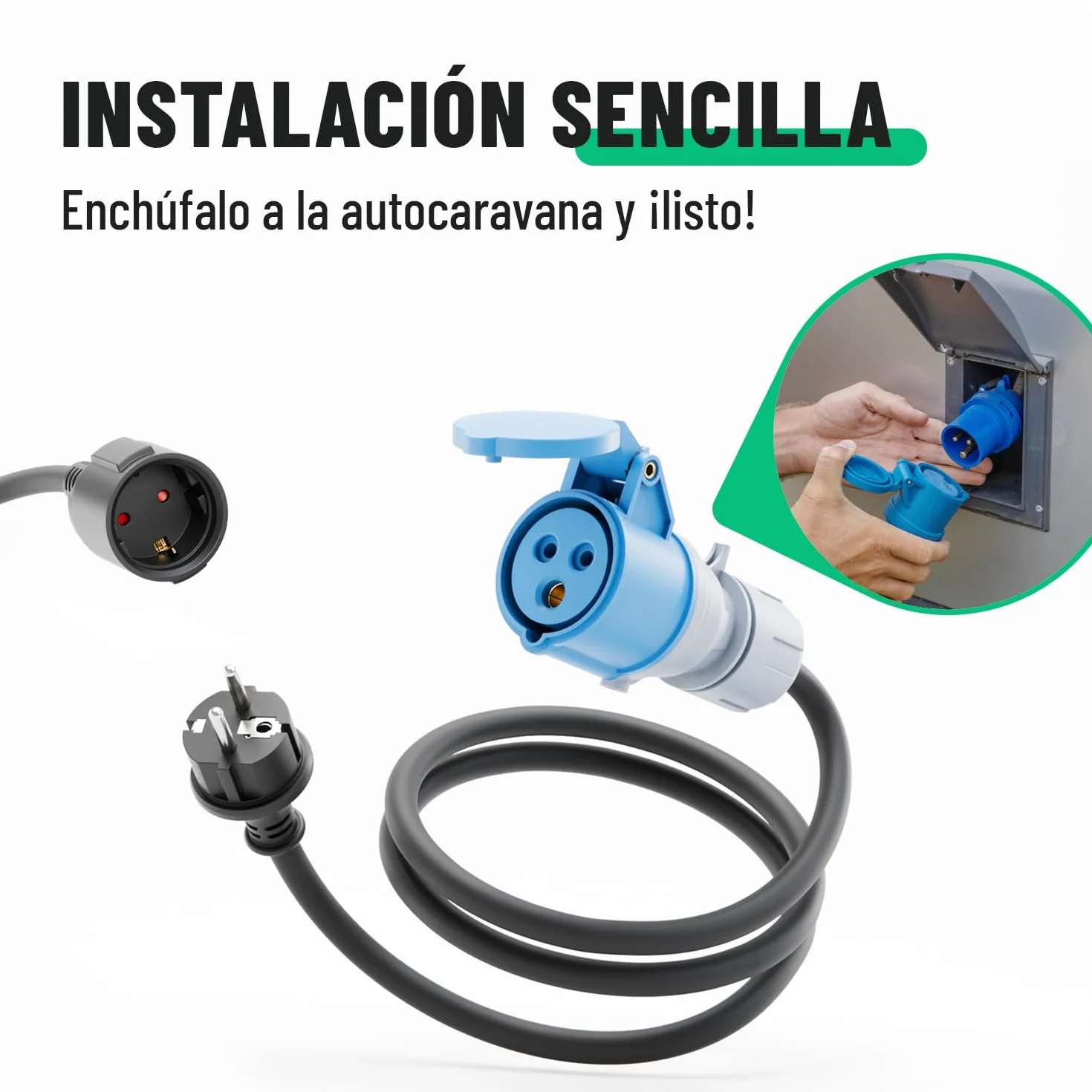 greate set de adaptadores - enchufe Schuko a conector CEE y conector CEE a enchufe - adaptadores de conector 230V con protección IP44