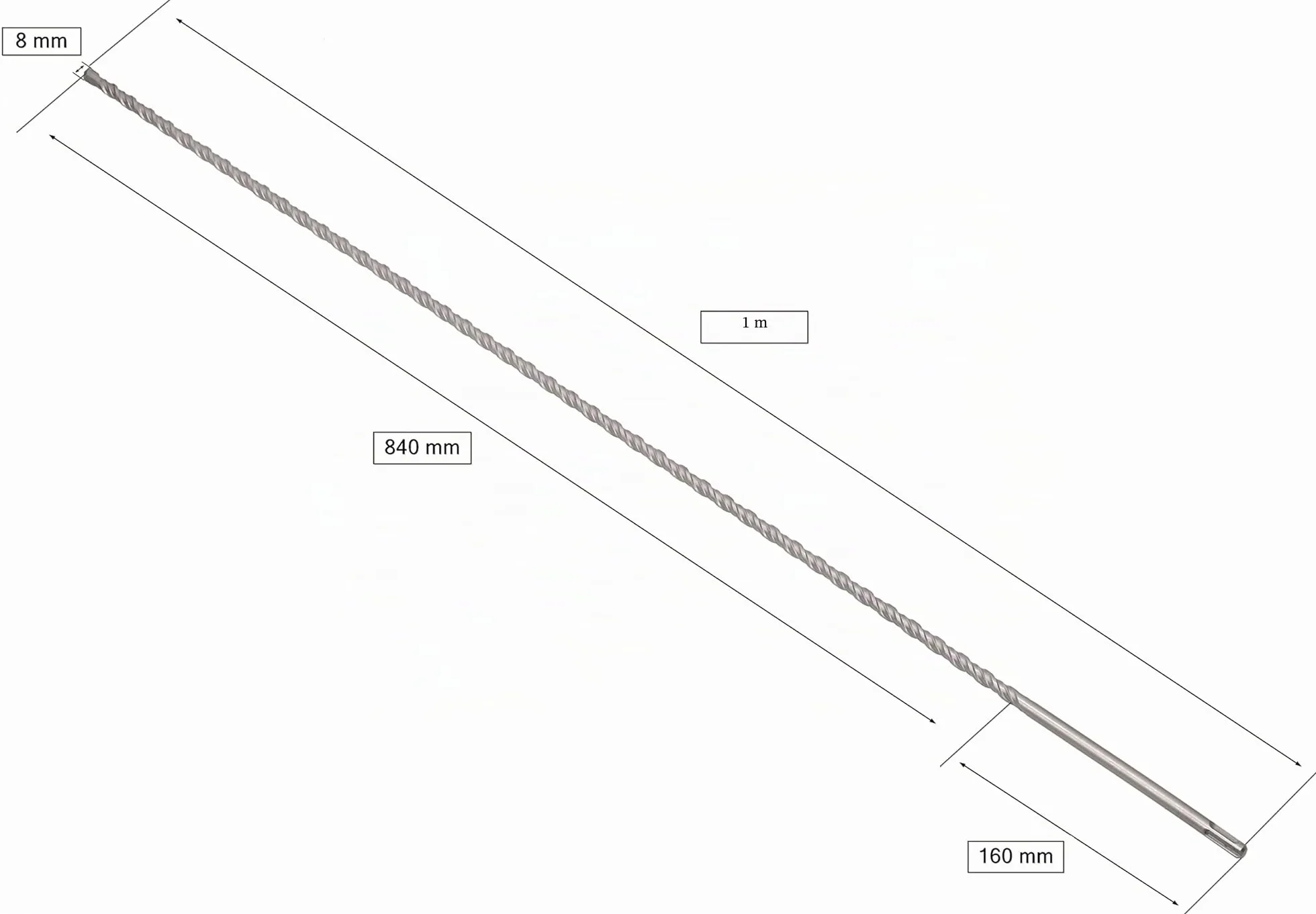 KOTARBAU® Broca SDS Plus 8 x 1000 mm, Broca para hormigón, mampostería, Perforación eficiente y precisa, SDS+, Accesorio para Martillo perforador