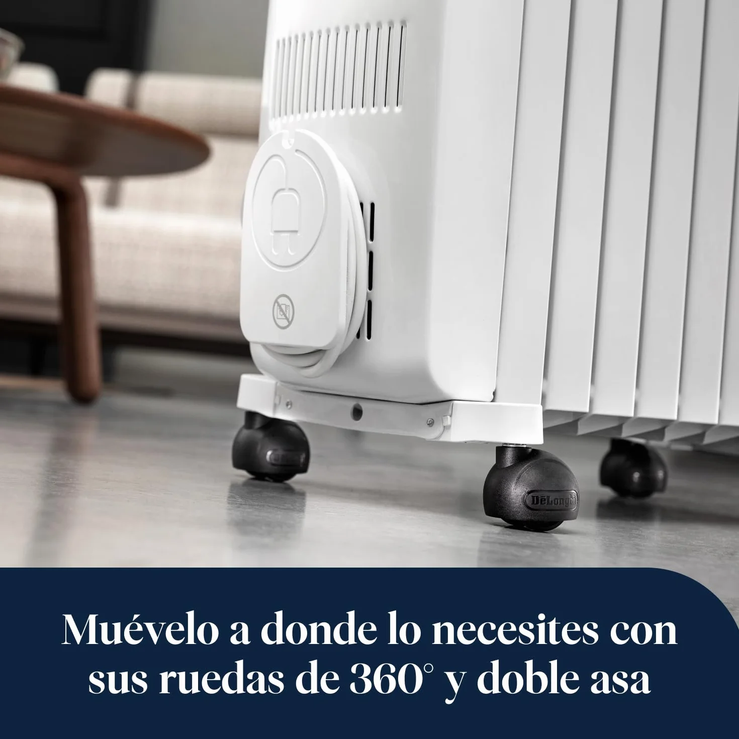 De'Longhi Dragon EasyTronic – Radiador de Aceite para Estancias hasta 75 m³, Calefactor Eléctrico con Termostato de Seguridad, 10 Aletas, Calefacción con 12 Niveles, Portátil, 2500W, Blanco (TRD51025)