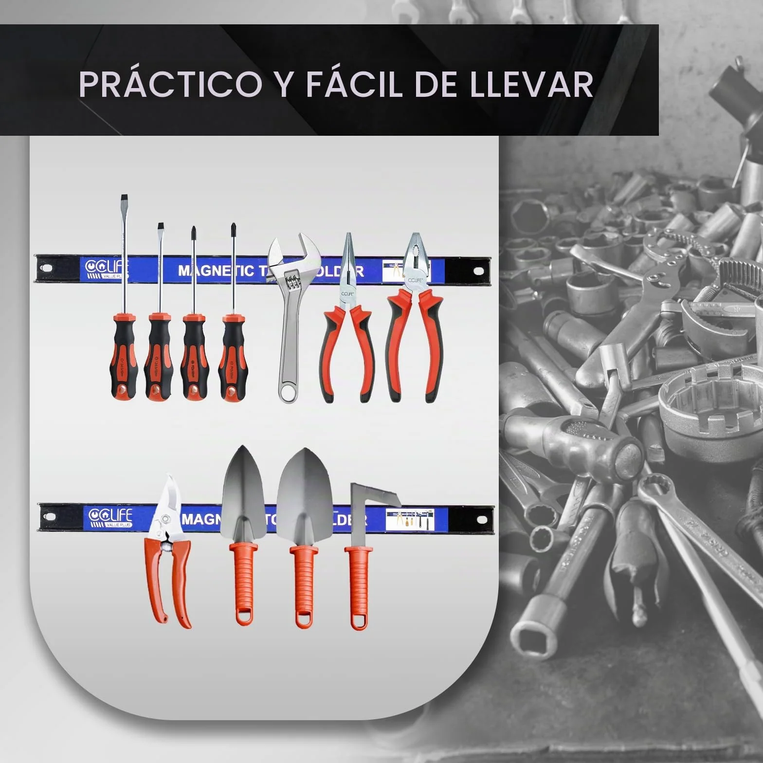 CCLIFE 4piezas Imán Herramientas 37 CM y 23 CM Tiras Magnéticas Para Herramientas 15 & 9 KG Imán Herramientas Barra Iman Herramientas