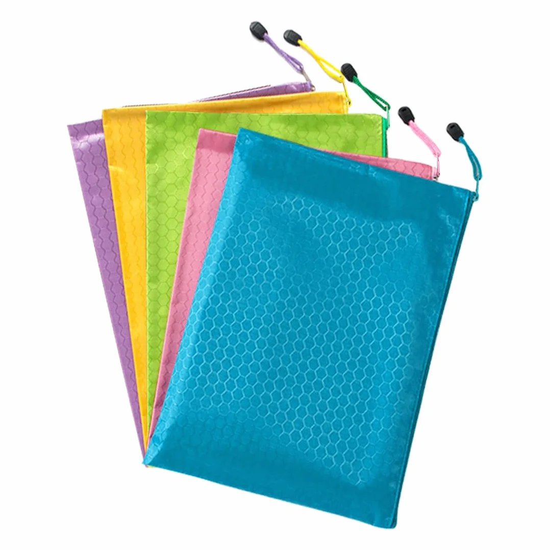 Bolsas impermeables para dinero A5 5 unidades cremallera verde rosa azul morado amarillo