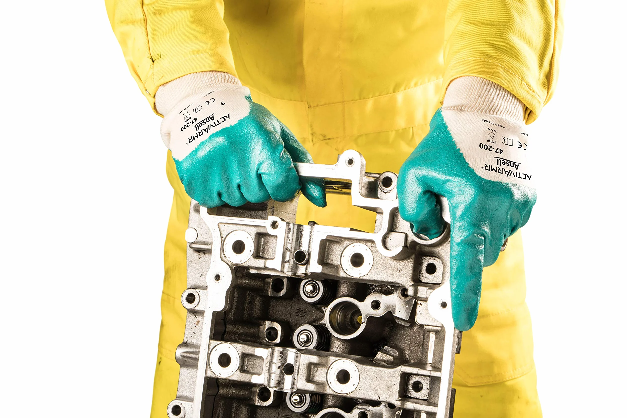 Ansell ActivArmr 47-200 Guantes de Trabajo, Extra-Resistente para Trabajos Pesadas, Resistencia a Cortes y Aceite, Revestimiento de Nitrilo sin Silicona, Talla S (12 Pares)
