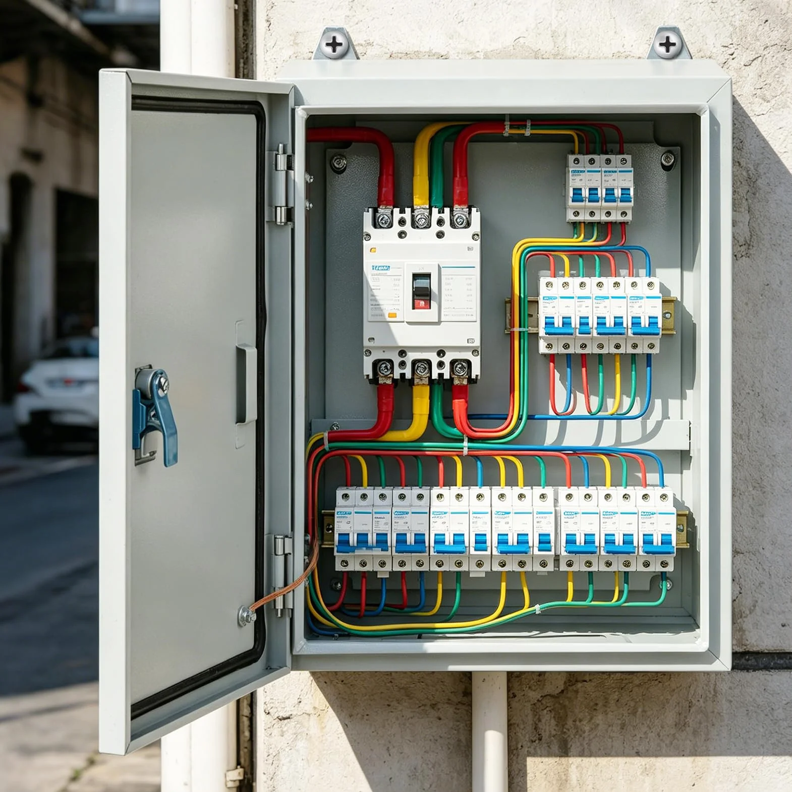 Caja de distribución resistente a la intemperie IP55, caja de conexiones con llave para exteriores