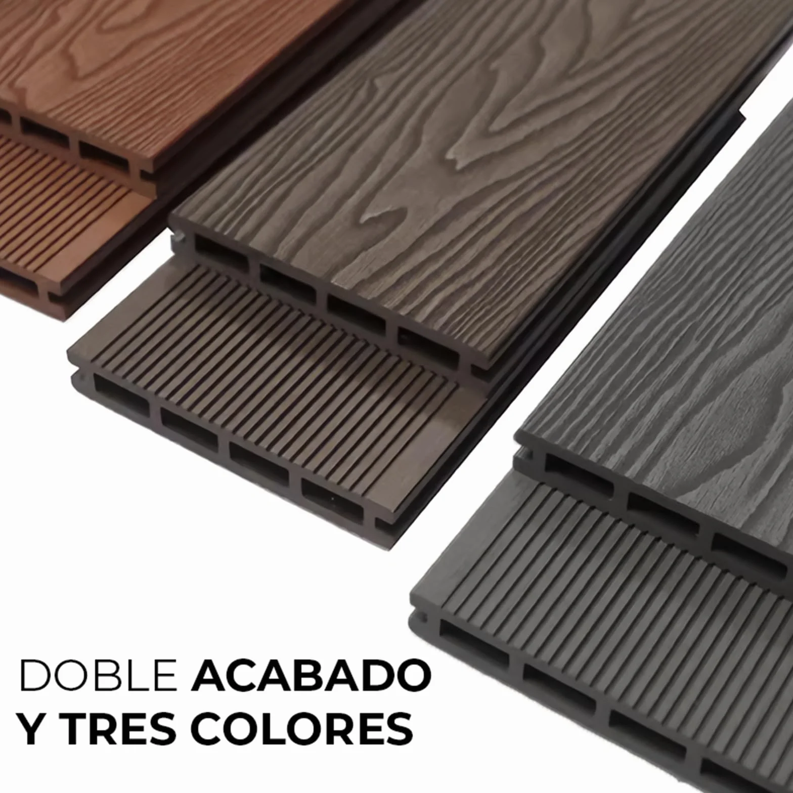 YOEVU | Lama de composite WPC | 2,2m x 14,5cm x 2,2cm, Gris | Resistente a la intemperie, antideslizante, fácil de instalar | Para terrazas y exteriores