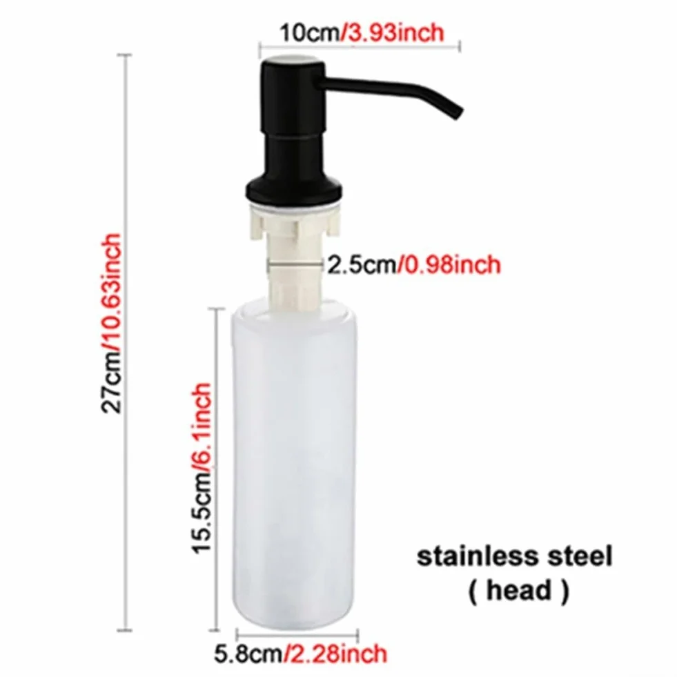 Dispensador de jabón negro de 500 ml para fregadero de cocina
