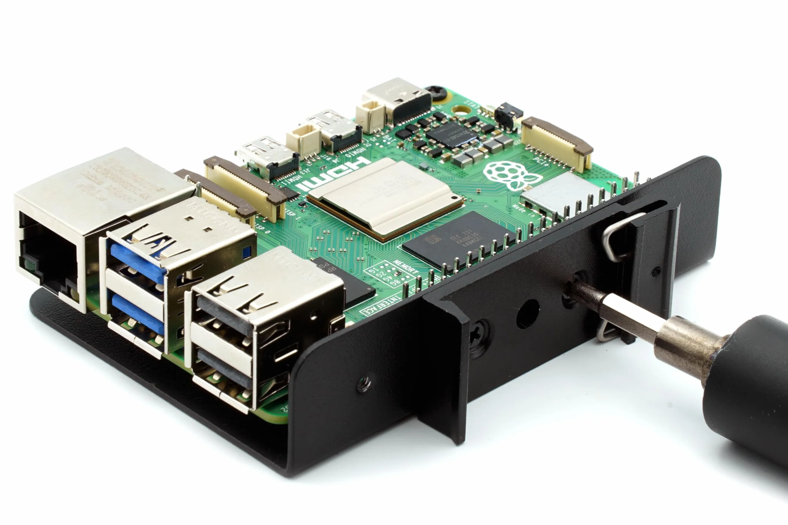 KKSB Cases Raspberry Pi - Soporte para carril DIN compatible con Raspberry Pi 5, 4B, 3B y otros SBC con el mismo patrón de agujeros de tornillo, acero con recubrimiento en polvo, 6 posiciones de