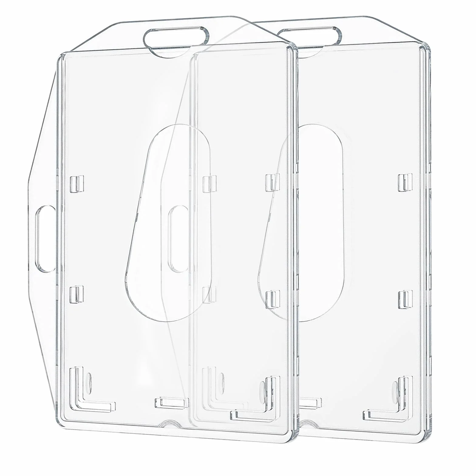 Redamancy 2 Pcs Badge Holder Vertical y Horizontal Tarjetas de Porta Tarjetas Identificativas con Ranura para el Pulgar