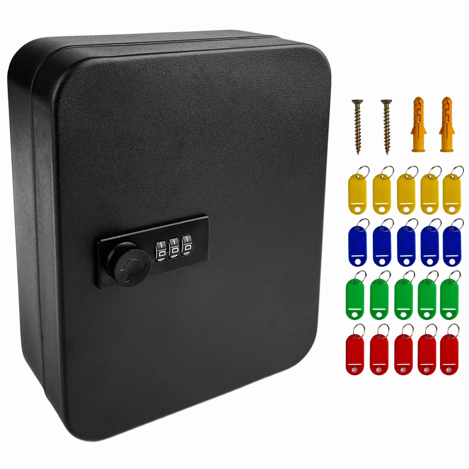 Caja de Seguridad para Llaves de Metal, 20 Dígitos, Cerradura de Combinación, Negro