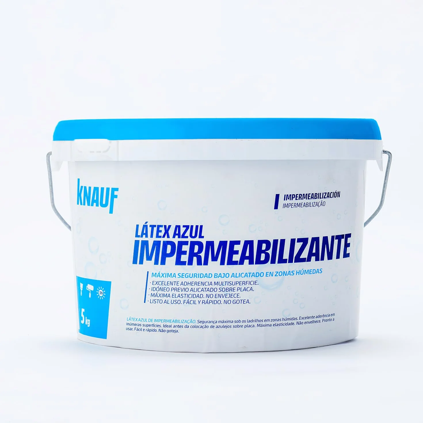 KNAUF - Impermeabilizante Latex Azul 5 kg - Listo para Usar - En Base Sintético y Aditivos Inertes - Utilizar Previo al Alicatado en Zonas Húmedas - Excelente Adherencia Multisuperficie