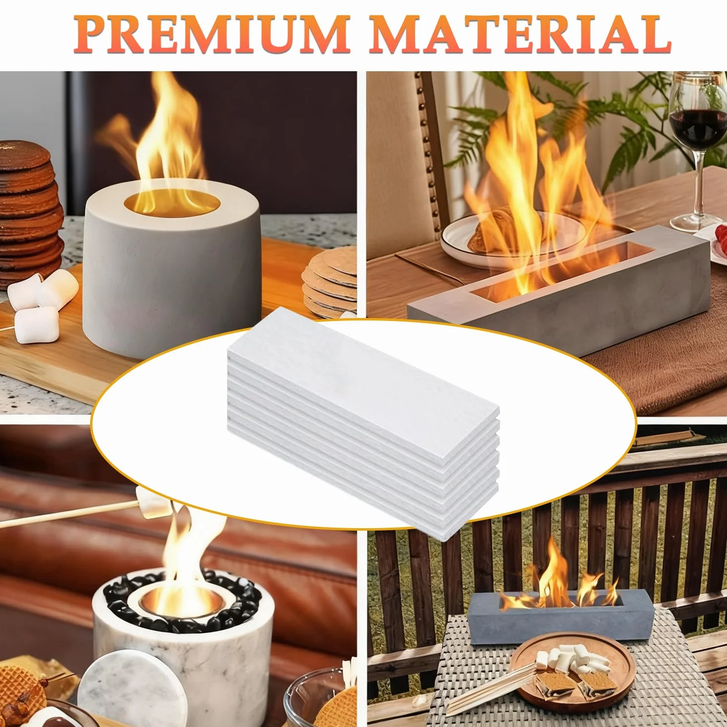 Lana de cerámica para bioetanol 300x100x10mm Esponja de chimenea 6 paquetes