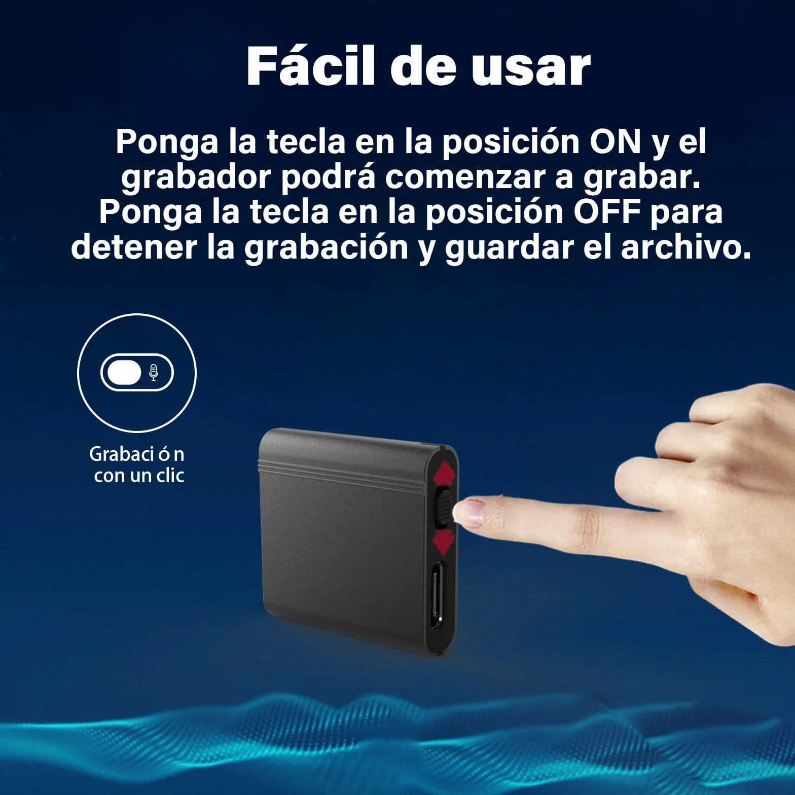 Grabadora de Voz Activada por Voz 64G, Mini Grabadora Digital de Audio, Dispositivo de Micrograbación