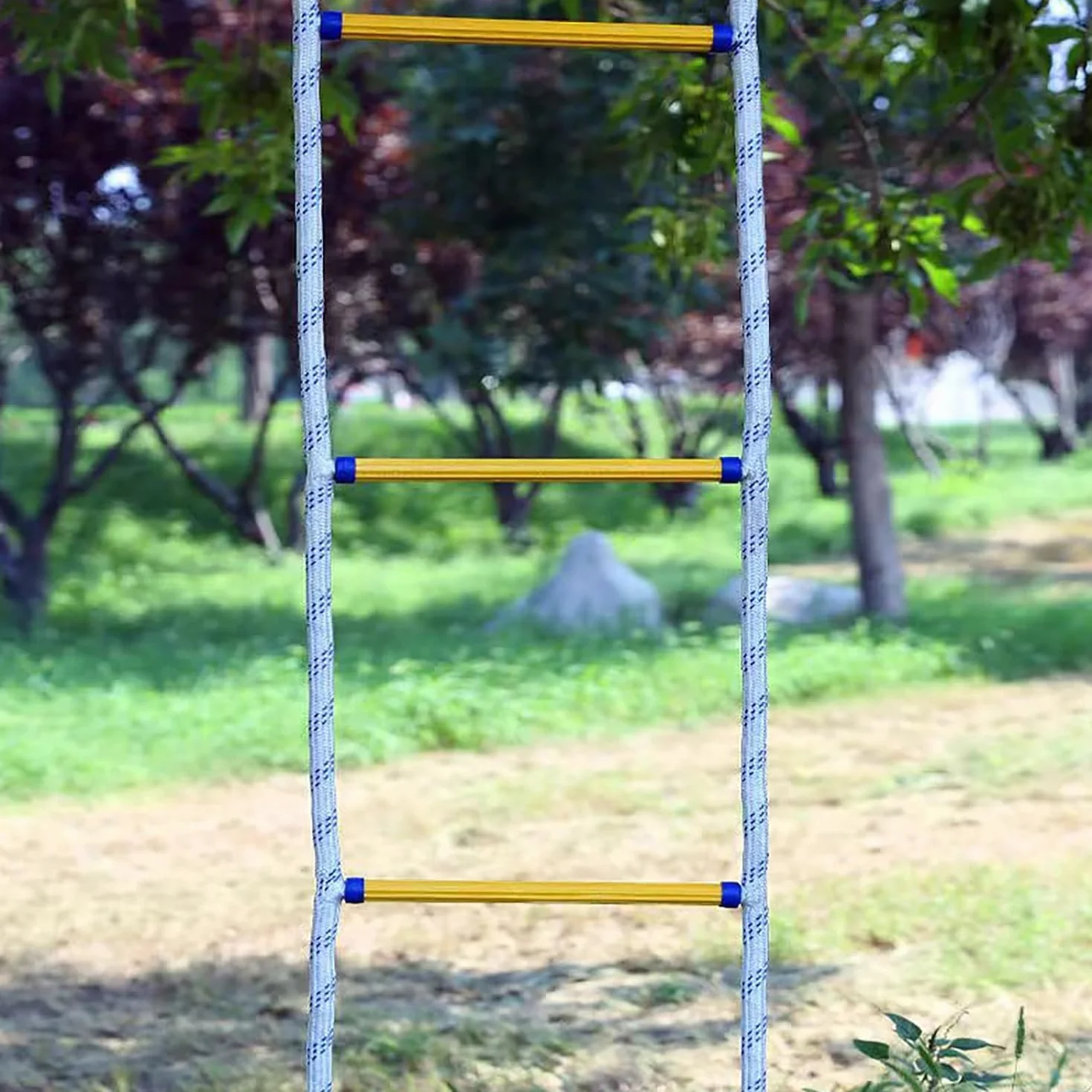 Escalera de rescate resistente al fuego, 10 m, con 2 mosquetones, escalera de seguridad ignífuga, escalera de rescate para balcón, escaleras de incendio reutilizables, compacta y portátil