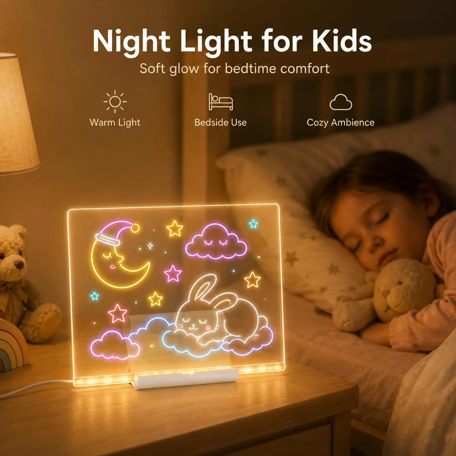 Tablero Acrílico Luminoso LED Mensaje 20x30 cm 7 Colores Bolígrafo Soporte Ajustable