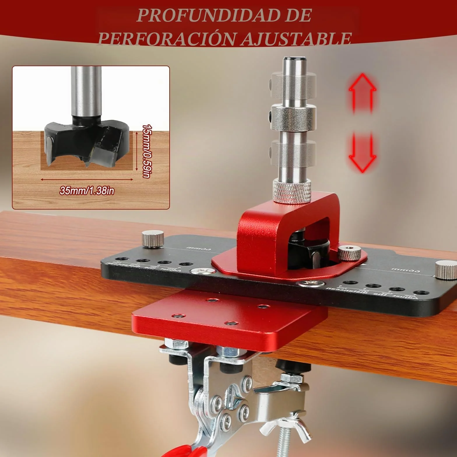 Plantilla de bisagra de 35 mm, abridor de agujeros, aleación de aluminio, bloqueo preciso, bisagra de gabinete, plantilla de perforación para carpintería, guía de taladro, localizador de guía para