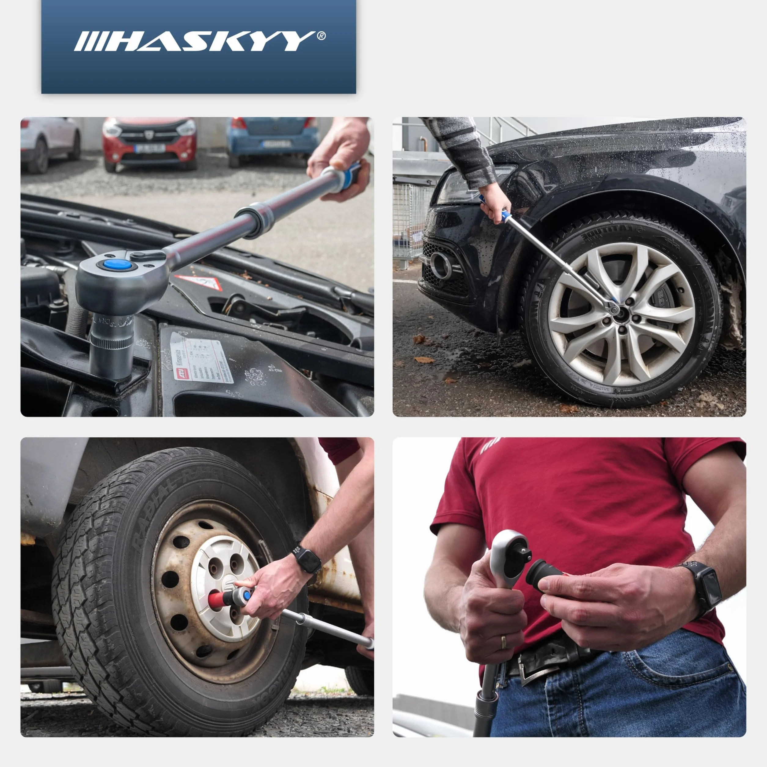 HASKYY Llave de carraca telescópica de 1/2", 61-75 cm, extensible, 610-750 mm, par de torsión 768 Nm