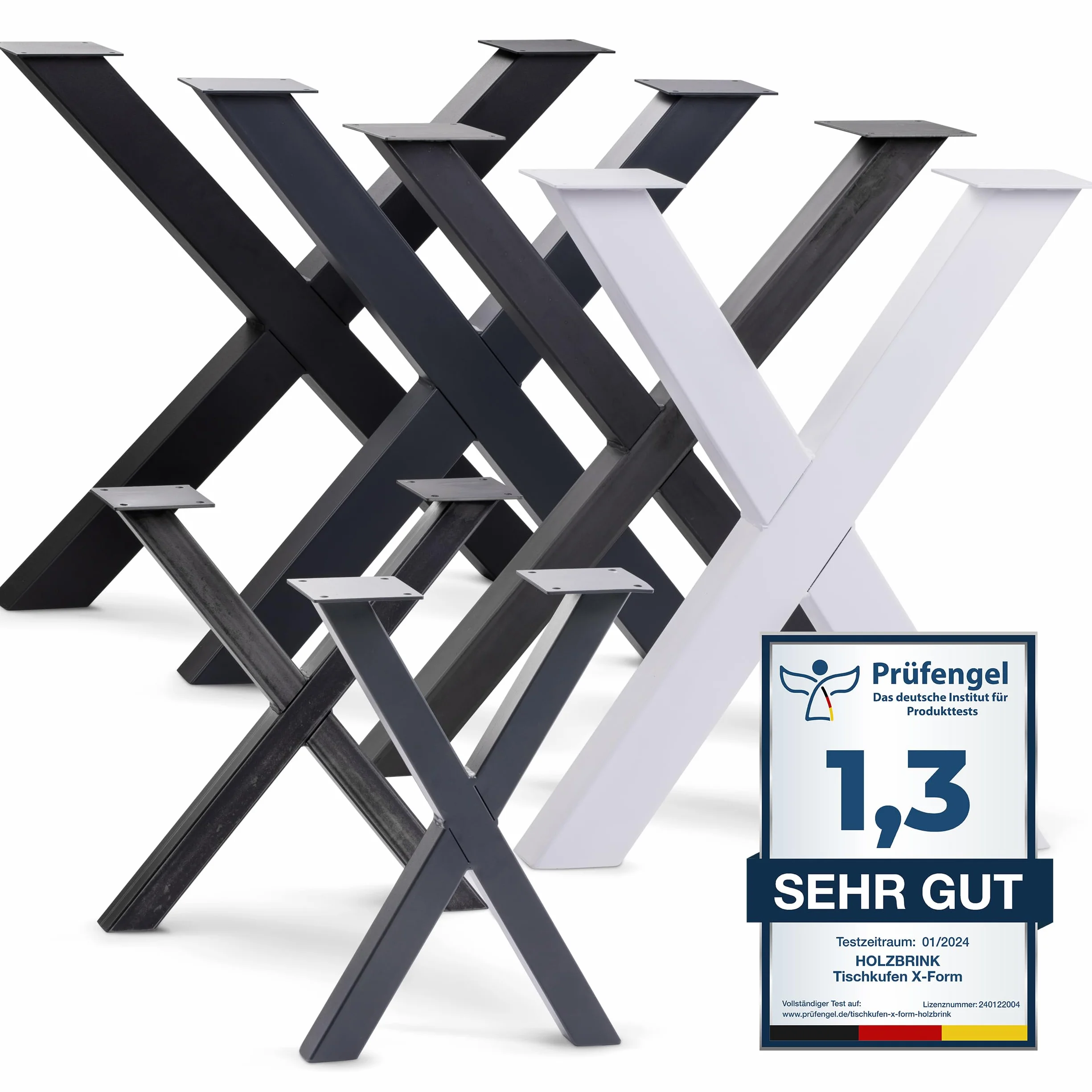 HOLZBRINK Pata de Metal Negroen Forma de X | Estructura de diseño para Mesa de Centro, Comedor, Escritorio, Banco | Pata de Mesa de 1 Pieza 30x43 cm
