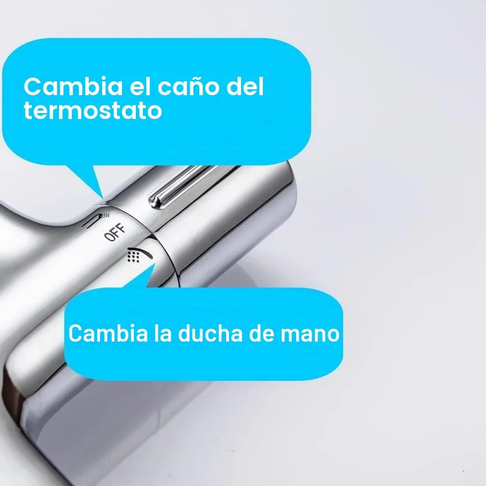 ONECE Grifo de Ducha Cascada, 38°C Grifería Termostática para Bañera y Ducha, Mezclador para Bañera de Latón, con Botón de Seguridad, Doble salida de agua, Cromo