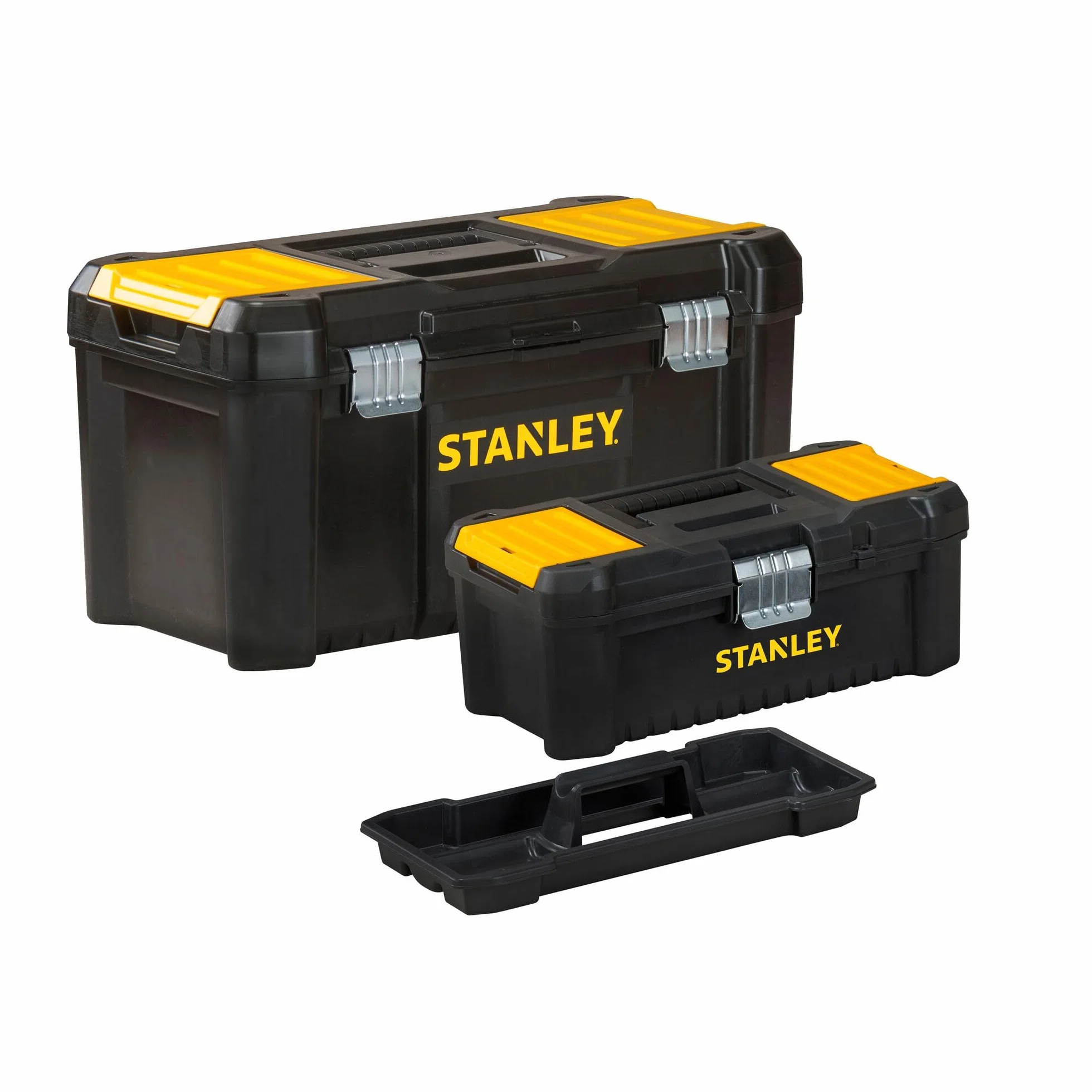 STANLEY Bonus Pack 2 Cajas de herramientas de plástico 12.5"/32cm + 19"/48cm, Cierres de metal, Asa ergonómica, Organizadores integrados en las tapas, STST1-75772