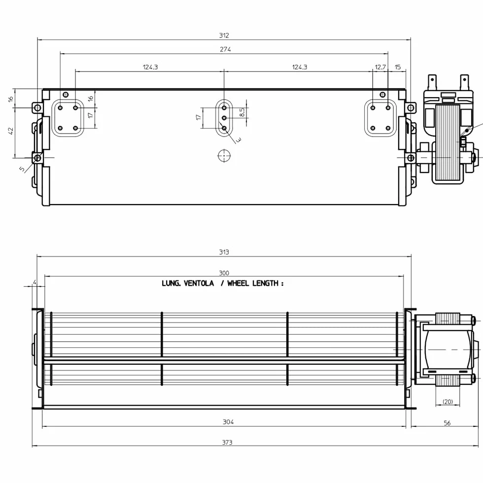 REPORSHOP - Ventilador Tangencial 300mm Izquierda 220v 20w