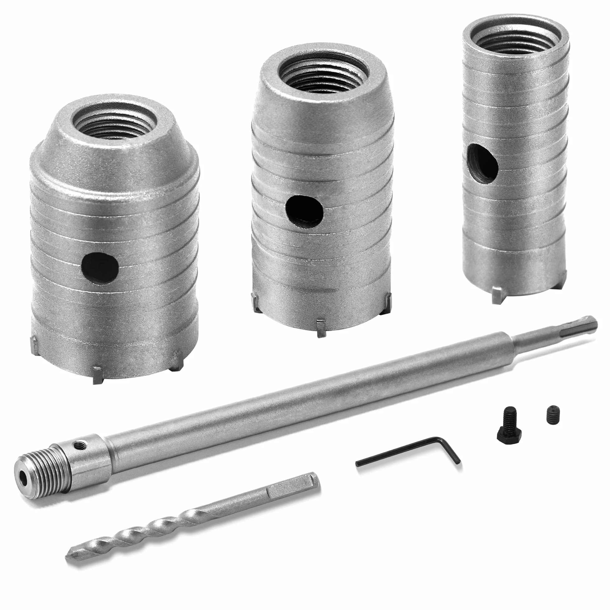 Juego de Brocas Hormigon Sierra Corona Perforadora Hormigon en Seco SDS Plus Broca de núcleo hueco Diámetro de 30 40 50 mm con Mango Redondo de 350 mm y Taladro Central Para Muro De HormigóN/Cemento