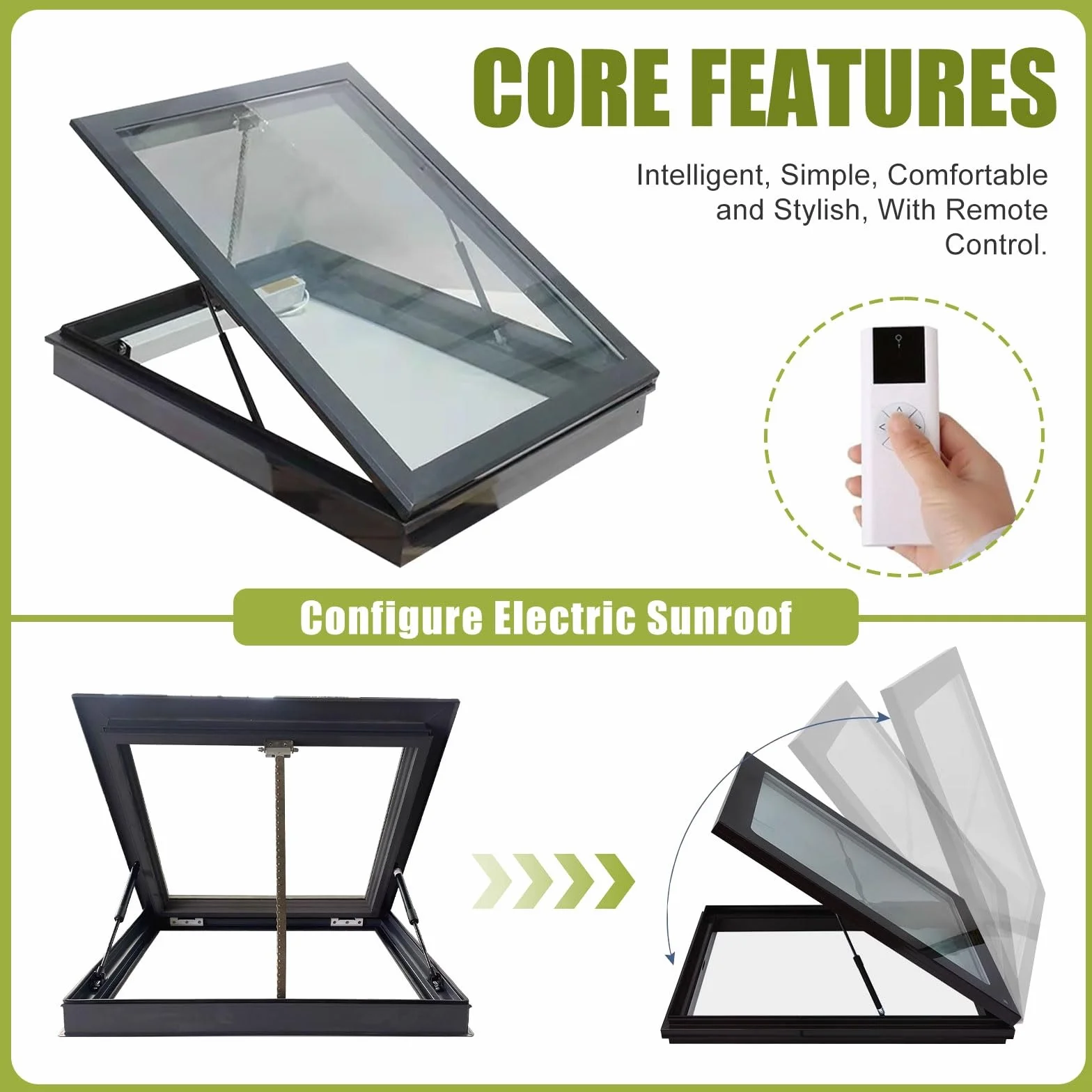 Ventana De Tejado Personalizable Vasistas En Aluminio Con Apertura Eléctrica Elevación a Gas Vidrio Templado De Doble Capa Control Remoto Y Sensor De Lluvia for Invernaderos Sótanos áticos(Brown,75x50