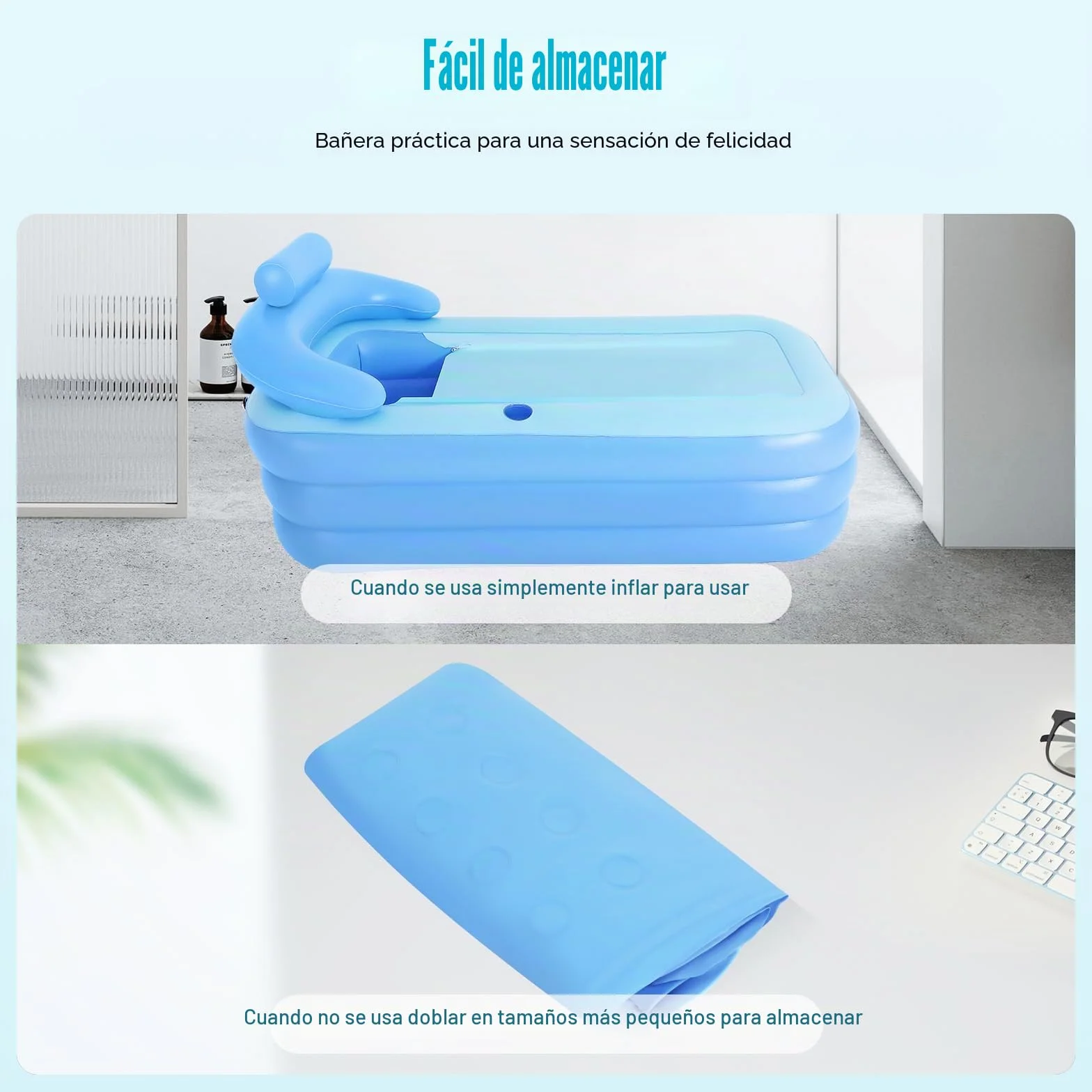 Bañera Inflable, PVC Plegable Adultos Bañera de Ducha Bañera de Ducha Móvil Portátil para Spa Baños de Hielo Camping 160 x 84 x 64 cm