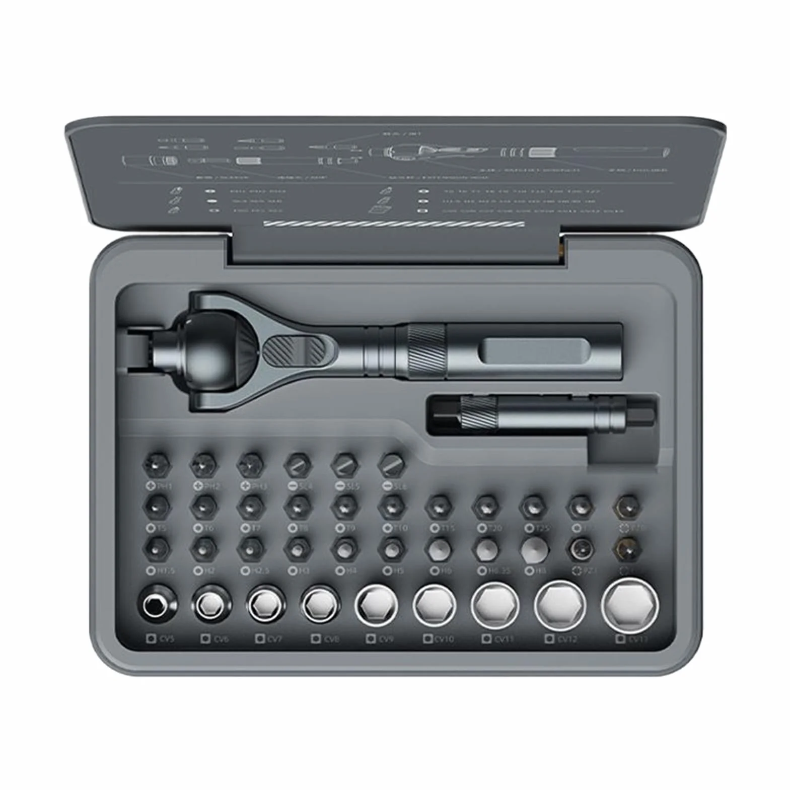 Kit de carraca con inserciones, juego multifuncional de carraca y destornillador, mango ergonómico antideslizante con rotación de 180 grados para mecánica, coche, casa y bricolaje