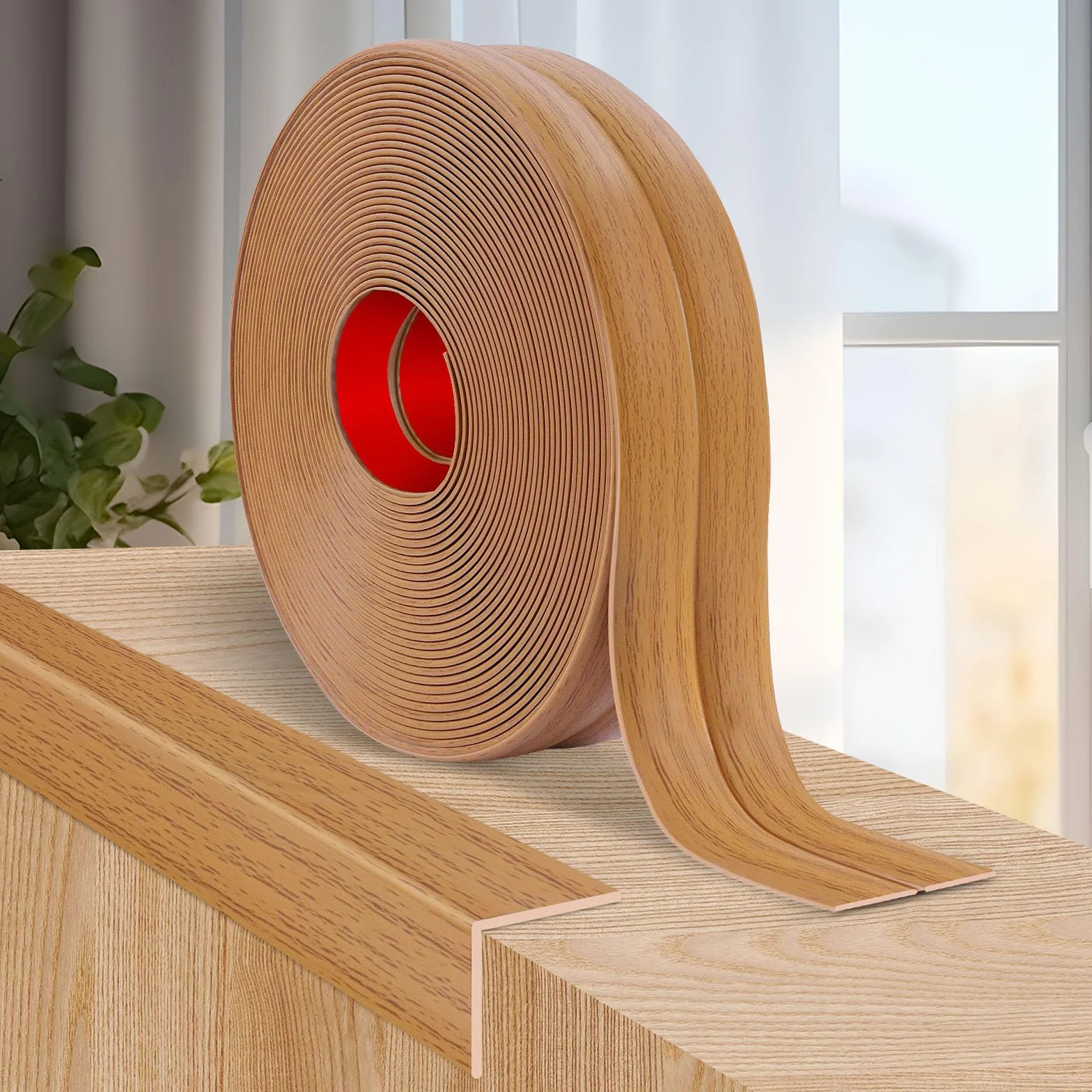 Molduras decorativas pared protectora esquinas adhesiva rodapie flexible 4cm×3m Grano de madera amarillo