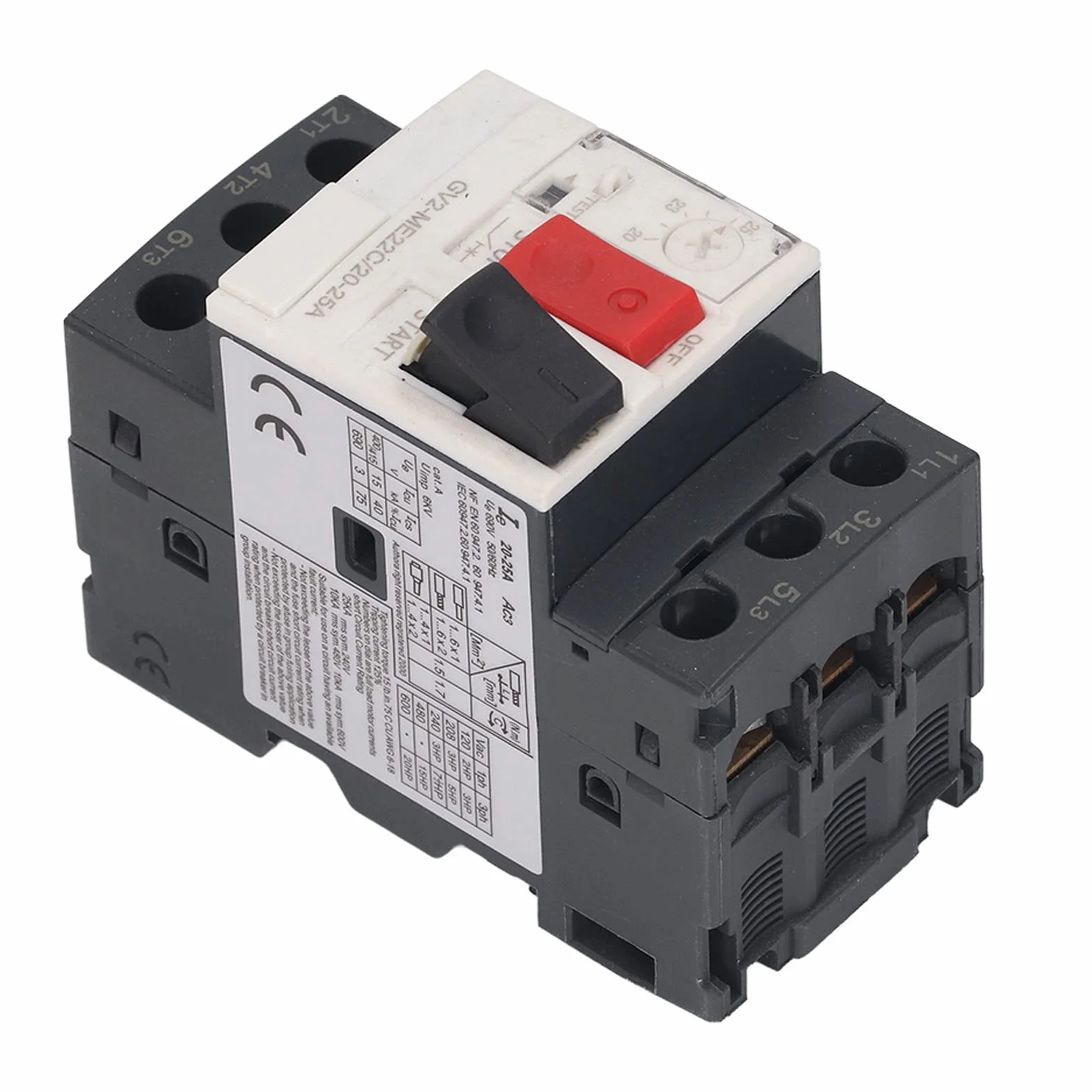 Interruptor de Disyuntor de 690 V CA Instalación de Riel de Guía de 35 Mm Disyuntor de Motor 3P con Interruptor de Protección contra Sobrecarga Botón de Arranque de Motor Manual (GV2-ME22C 20-25A)