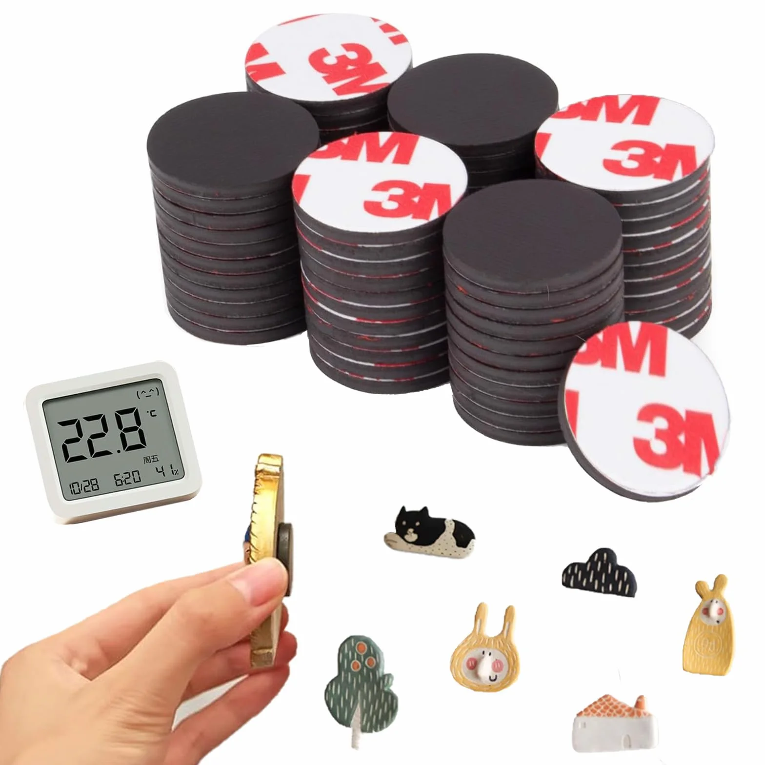 Imanes Adhesivos 26 Piezas, 20 mm x 1.5 mm Placas Magnéticas para Manualidades
