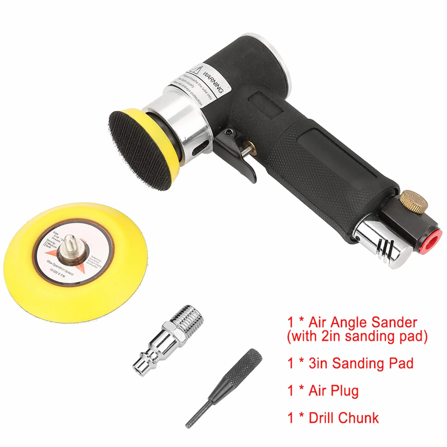 Mini Lijadora de ángulo de Aire, Aire Pulidora Neumática de 90° Mini Lijadora Neumática para Automóvil con Almohadilla de Lijado de 2 Pulgadas y 3 Pulgadas para Herramientas de lijado