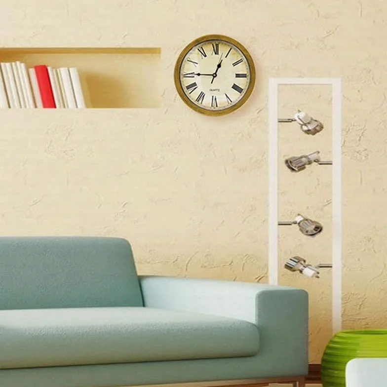 Reloj de Pared Secreto Oculto Redondo Vintage, Caja Fuerte de Seguridad para Joyas, Dinero en Efectivo y Objetos de Valor (gold)