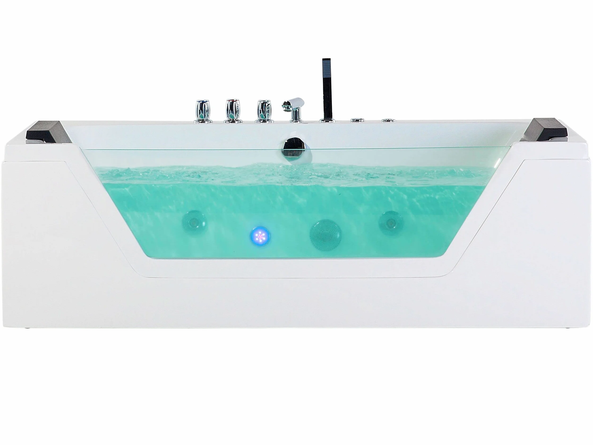 Bañera de hidromasaje blanco plata con LED de acrílico sanitario y vidrio individual 174 x 79 cm Samana