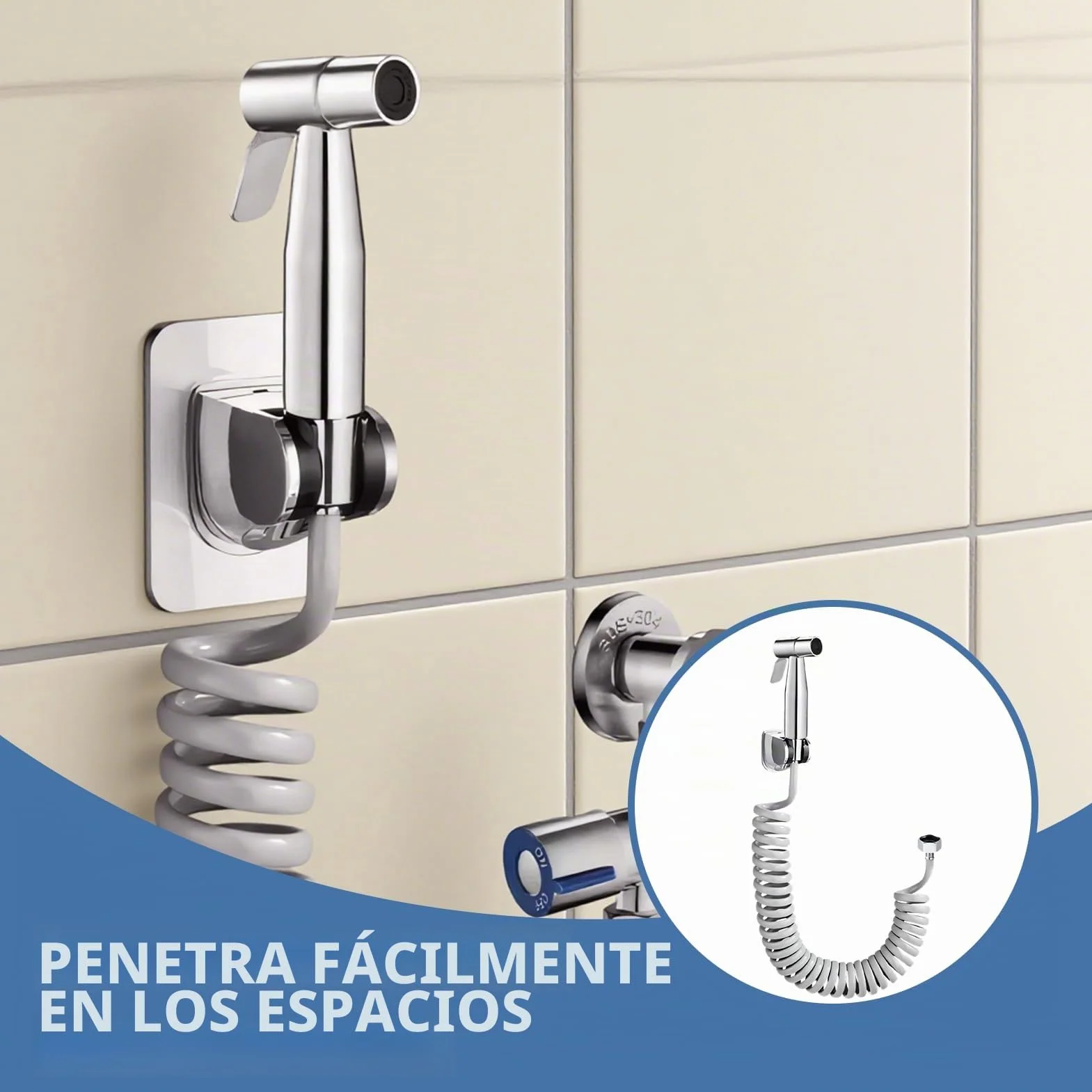 Ducha Bidet Acero Inoxidable, Grifo Portátil para WC Kit Ducha Lavabo, Soporte Adaptador Manguera 2m