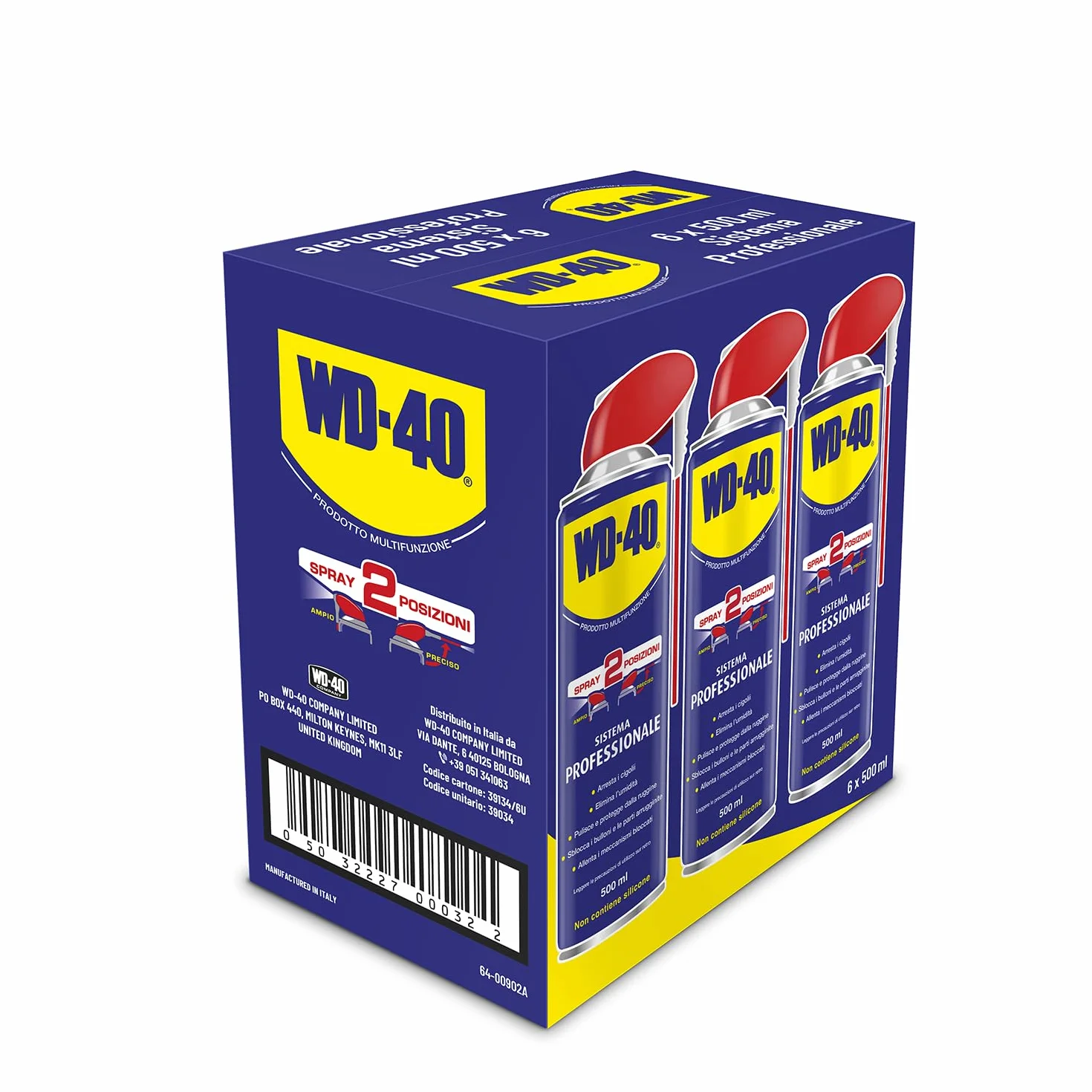 WD-40 Producto multifunción – Lubricante en spray con sistema profesional de doble posición, 500 ml, 6 unidades