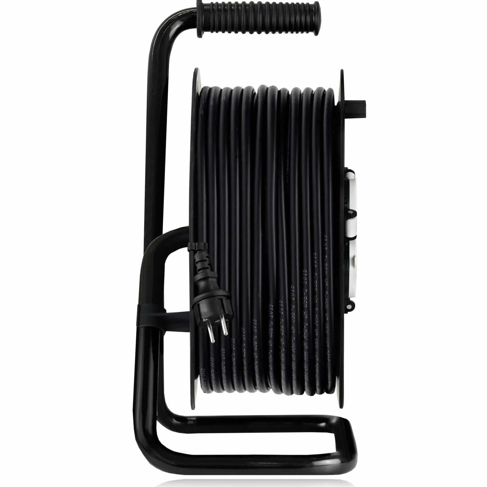Werku WK403360, Enrollacables Alargador, Calidad Profesional, 25 Metros, MAX 3200 W, Protección IP44, 4 Tomas, Cable H05RR-F 3G 1.5 MM/2, Protección contra Sobrecalentamiento